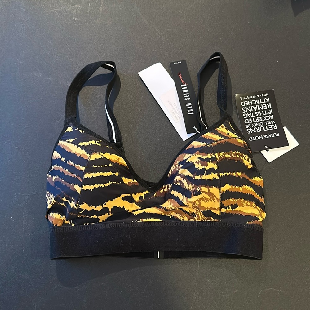 NWT Adam Selman Sport Push It Bra Tiger Animal Print Size Small